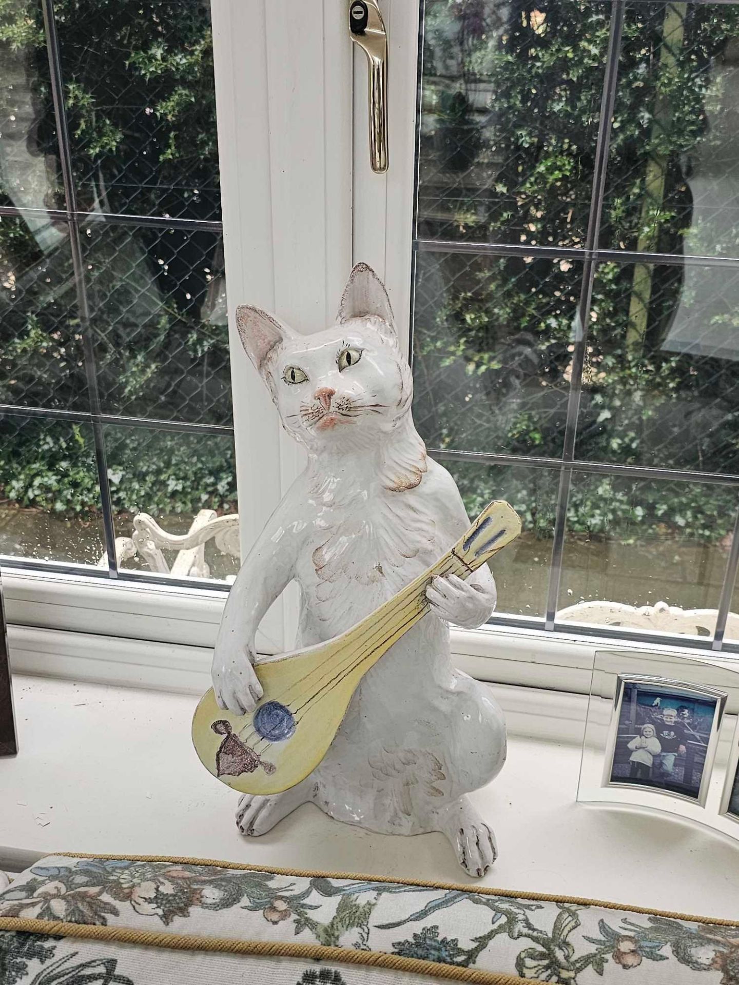 A Continental Porcelain Figurine Of A Cat Playing A Mandolin 48cm High - Image 3 of 3