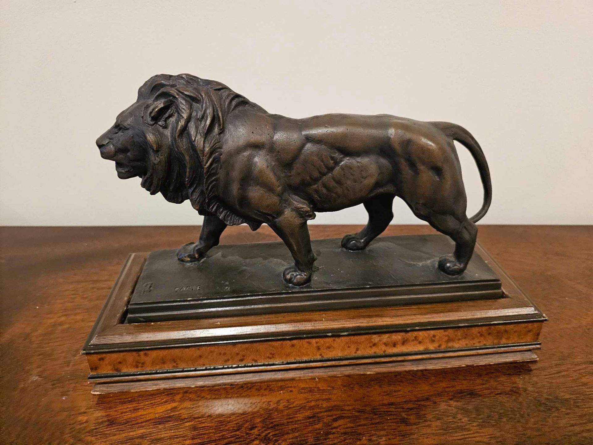 Antoine Louis Barye Sculpture Bronze Lion Qui Marche For Franklin Mint On Plinth 29cm Wide - Image 3 of 3