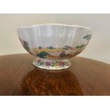 Chinese Painted Footed Bowl Decorated In Colours Outside And In Antique Style With Figures