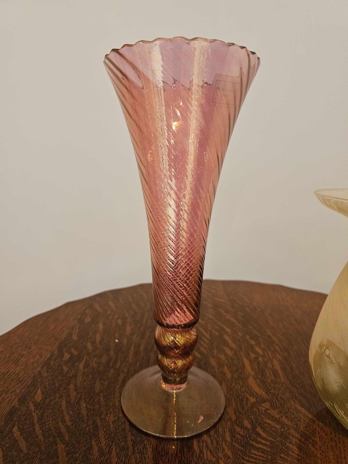 2 X Vases A Laura Ashley Home 29cm Pink Glass Baluster Vase And A Spanish Made 20cm Clear And Opaque - Image 2 of 9