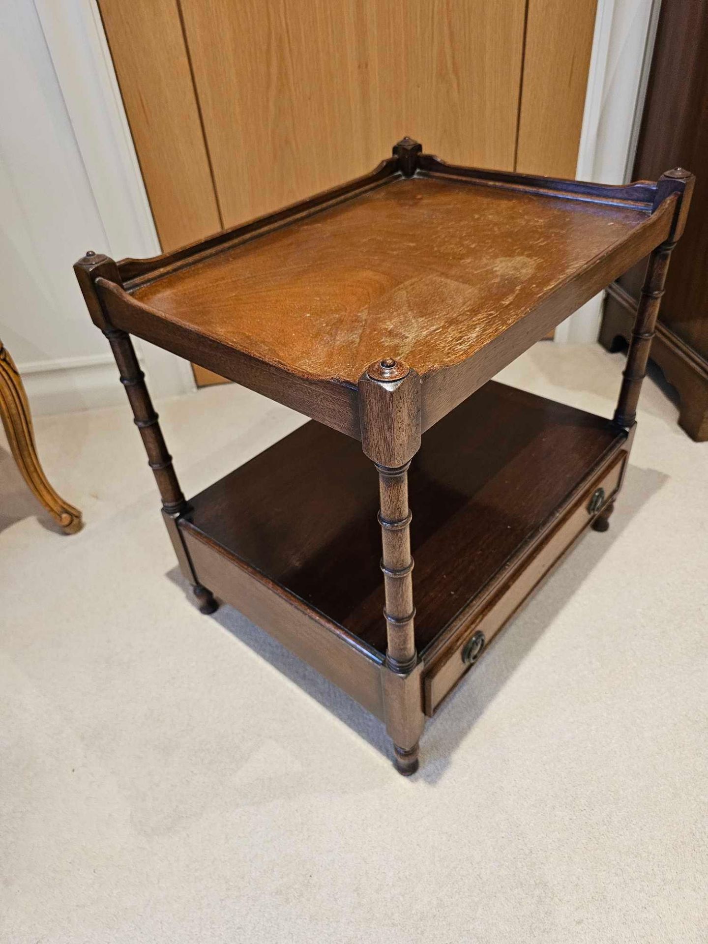 A Pair Bedside/Occasional Tables George III Design Mahogany The Rectangular Tray Top Of An Open - Image 4 of 5