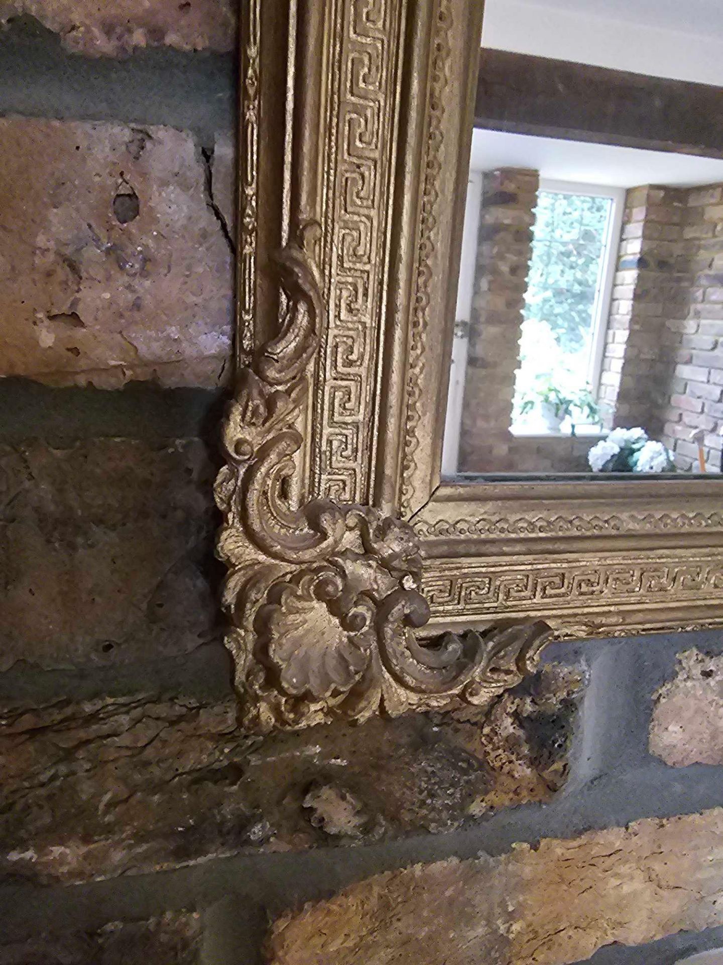 A Gilt Metal Rectangular Mirror The Frame Decorated With A Greek Meander With Acanthus Leaf Crockets - Image 5 of 5