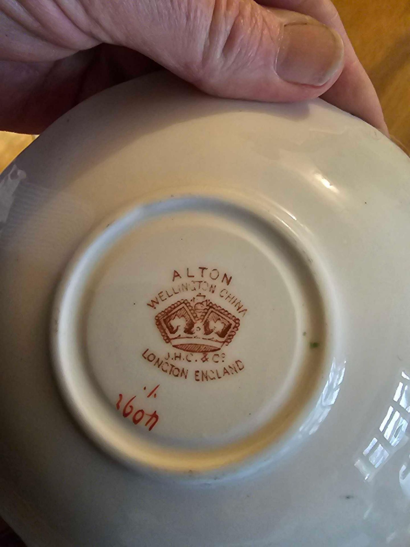 A Alton Wellington China JHC & Co Longton England Cup And Saucer With Wax Candle Inset - Image 3 of 3