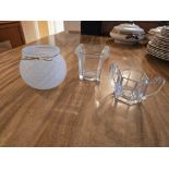 3 X Various Glass Decorative Objets As Photographed