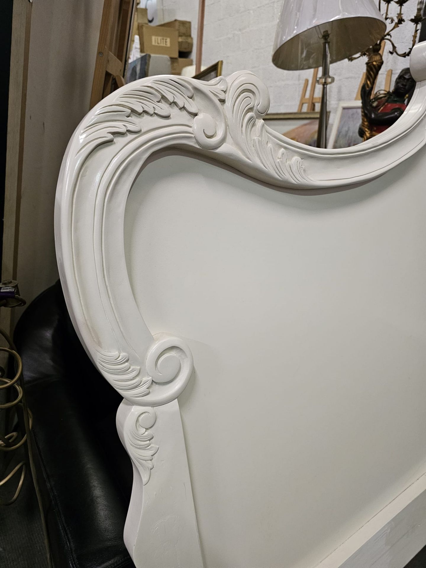 A Louis style white painted headboard 196 x 144cm - Image 4 of 6