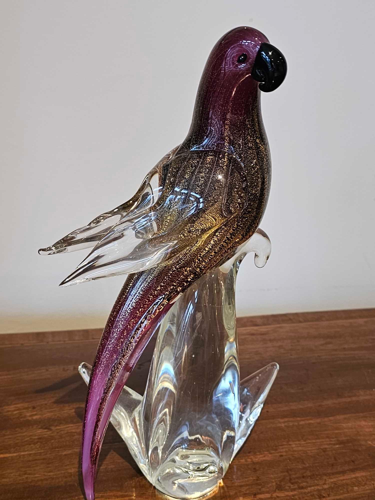 A Parrot Figurine In Coloured Glass 28cm - Image 2 of 2