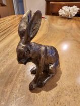 A Bronzed Resin Miniature Figurine Of A Rabbit