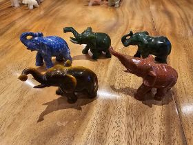 A Collection Of 5 X Various Elephant Figurines As Per Photograph