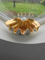 A Fine Porcelain Clam Neptune Decorative Objet Textured Finish And Gold Gilded