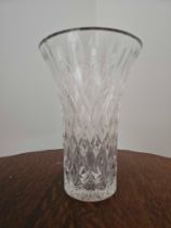 Vintage Crystal Cut Vase 23 X 16cm (A/F Slight Chip To Rim)