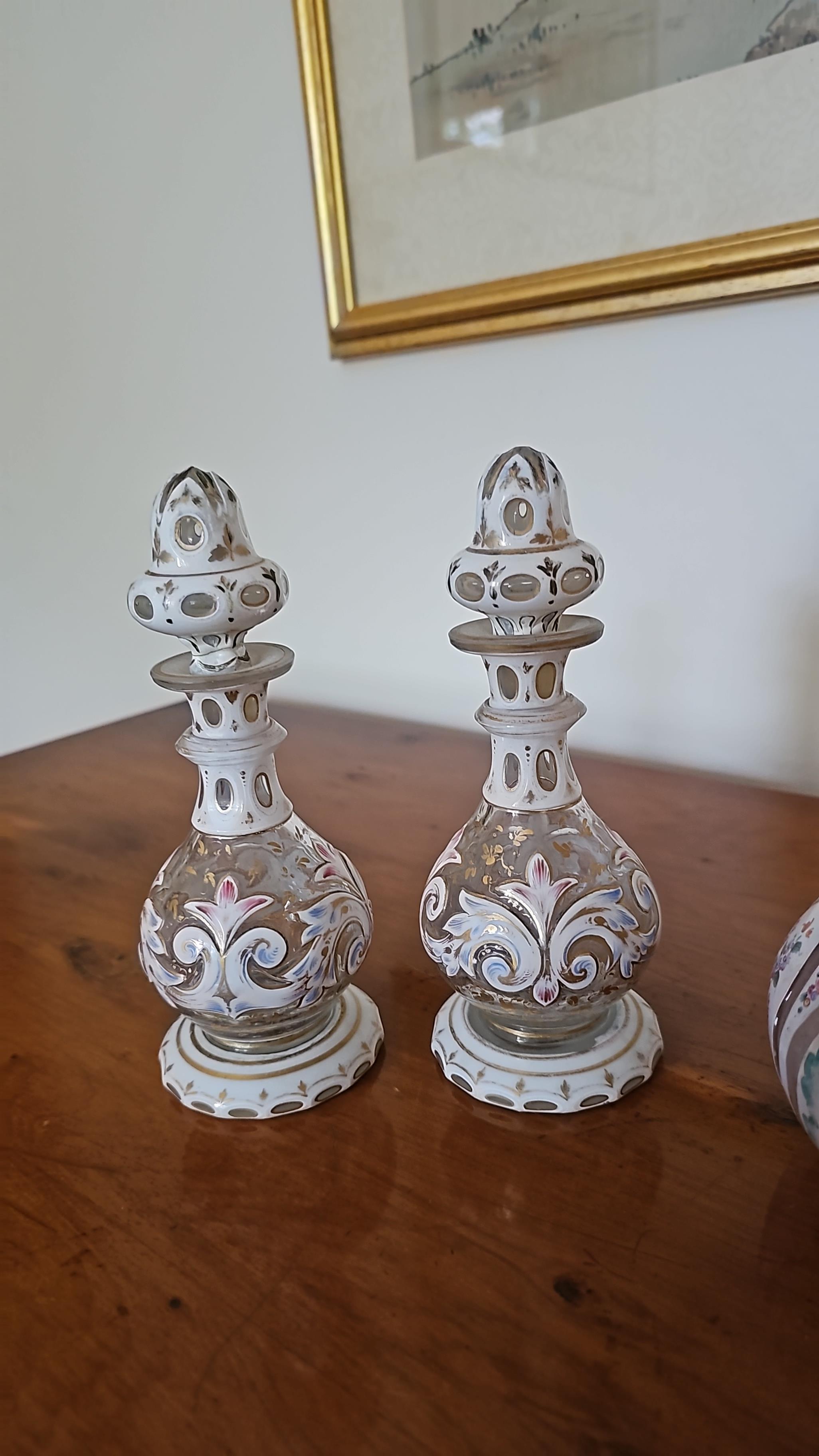 A Bohemian White Overlay And Enamelled Cut To Pink Shaft And Globe Decanter Circa 1870 Finely - Image 16 of 16