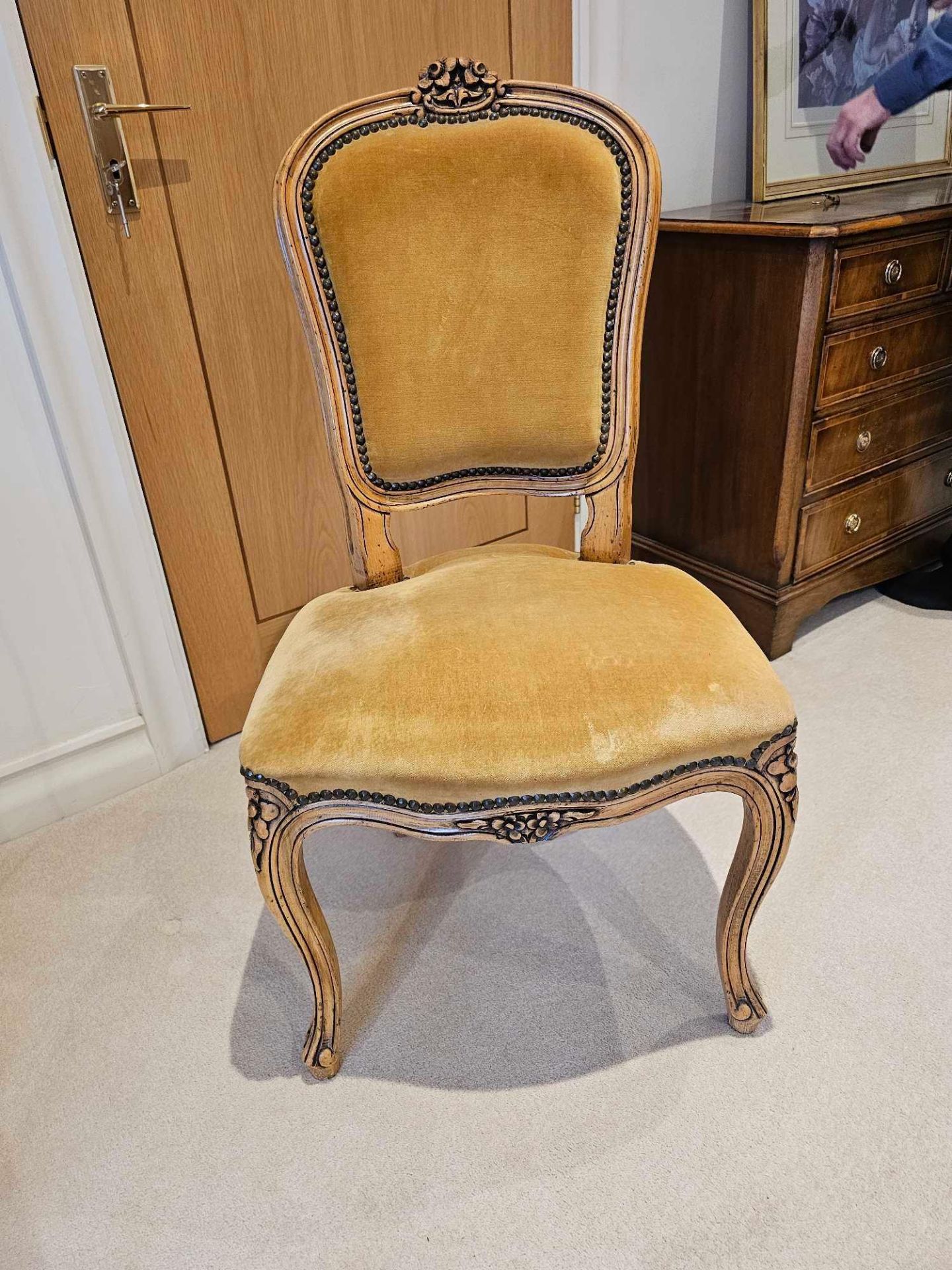 French Beechwood Side Chair, Louis XV Style, The Shaped Rectangular Back With Floral Cresting,