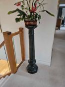 French Neoclassical Style Marble Pedestal Column The Circular Top On The Fluted Tapered Column And