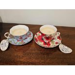A Set Of 2 X Rexinter Vintage China Cup And Saucer Scented Candles (A/F Chipped)