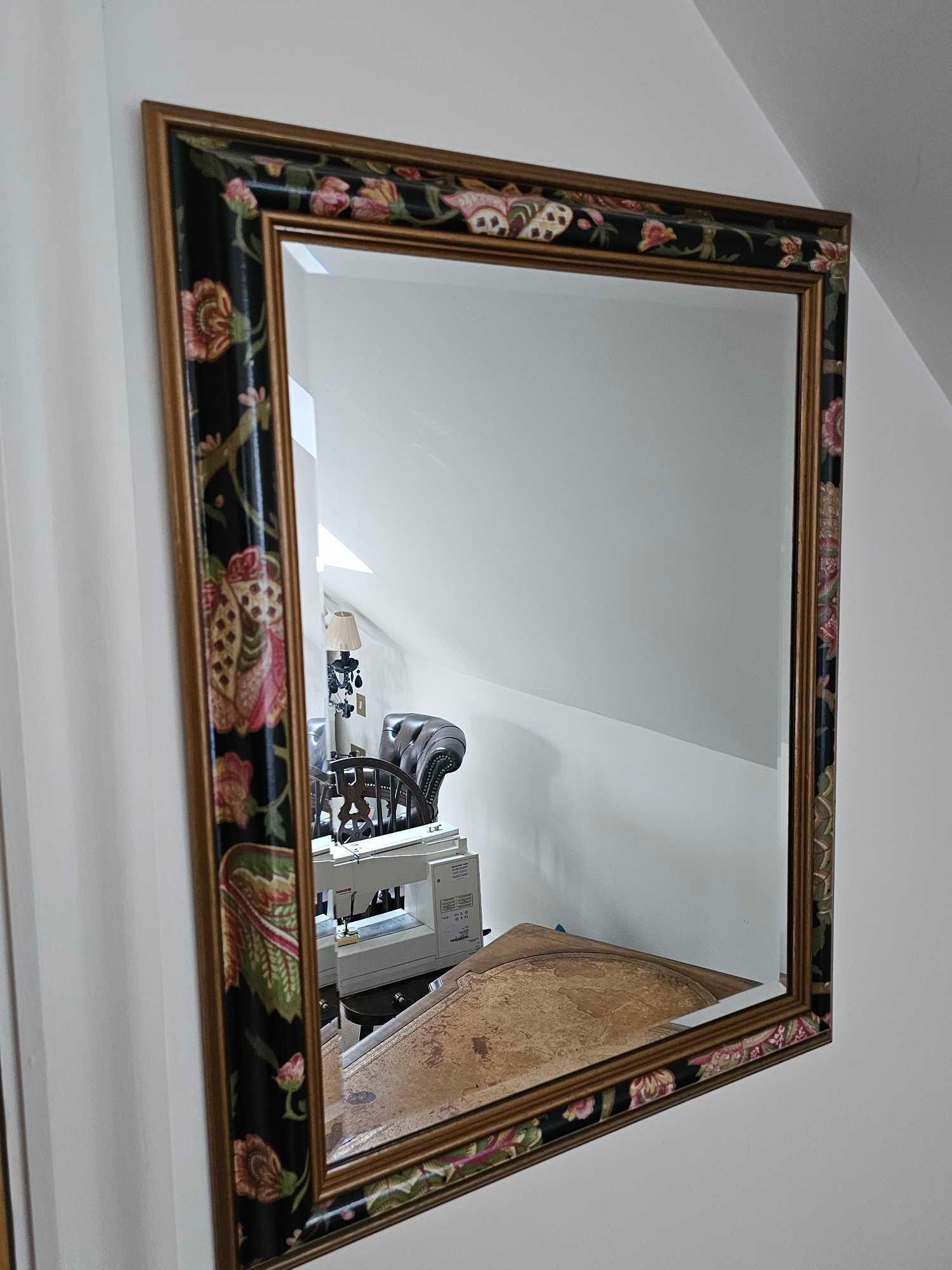 A Japanned Cushion Frame Bevelled Mirror 60 X 75cm - Image 2 of 3