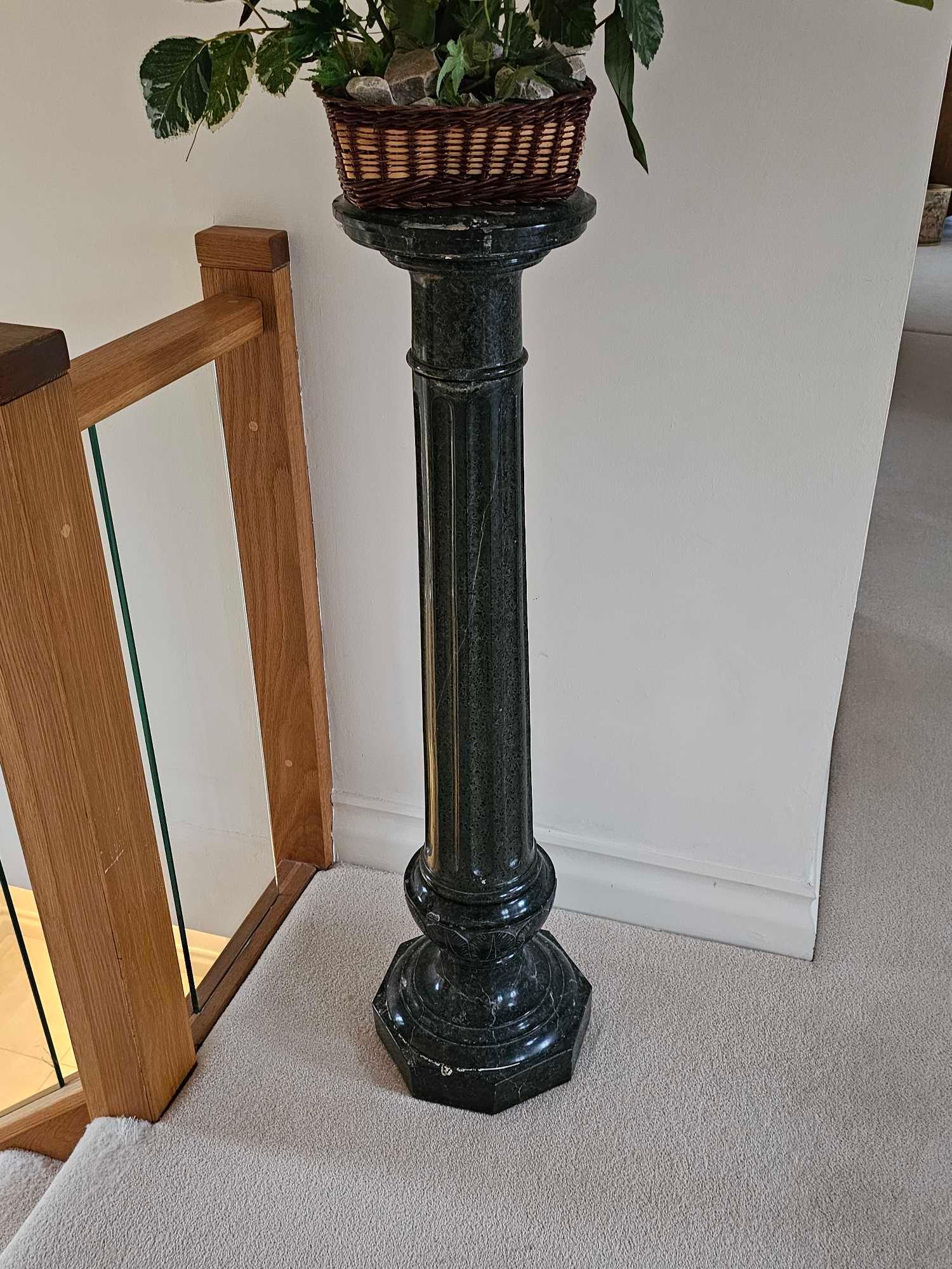 French Neoclassical Style Marble Pedestal Column The Circular Top On The Fluted Tapered Column And - Image 2 of 3