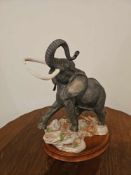 Franklin Mint Ruler Of The African Plains Hand Painted Porcelain Elephant 1989 An Official Issue