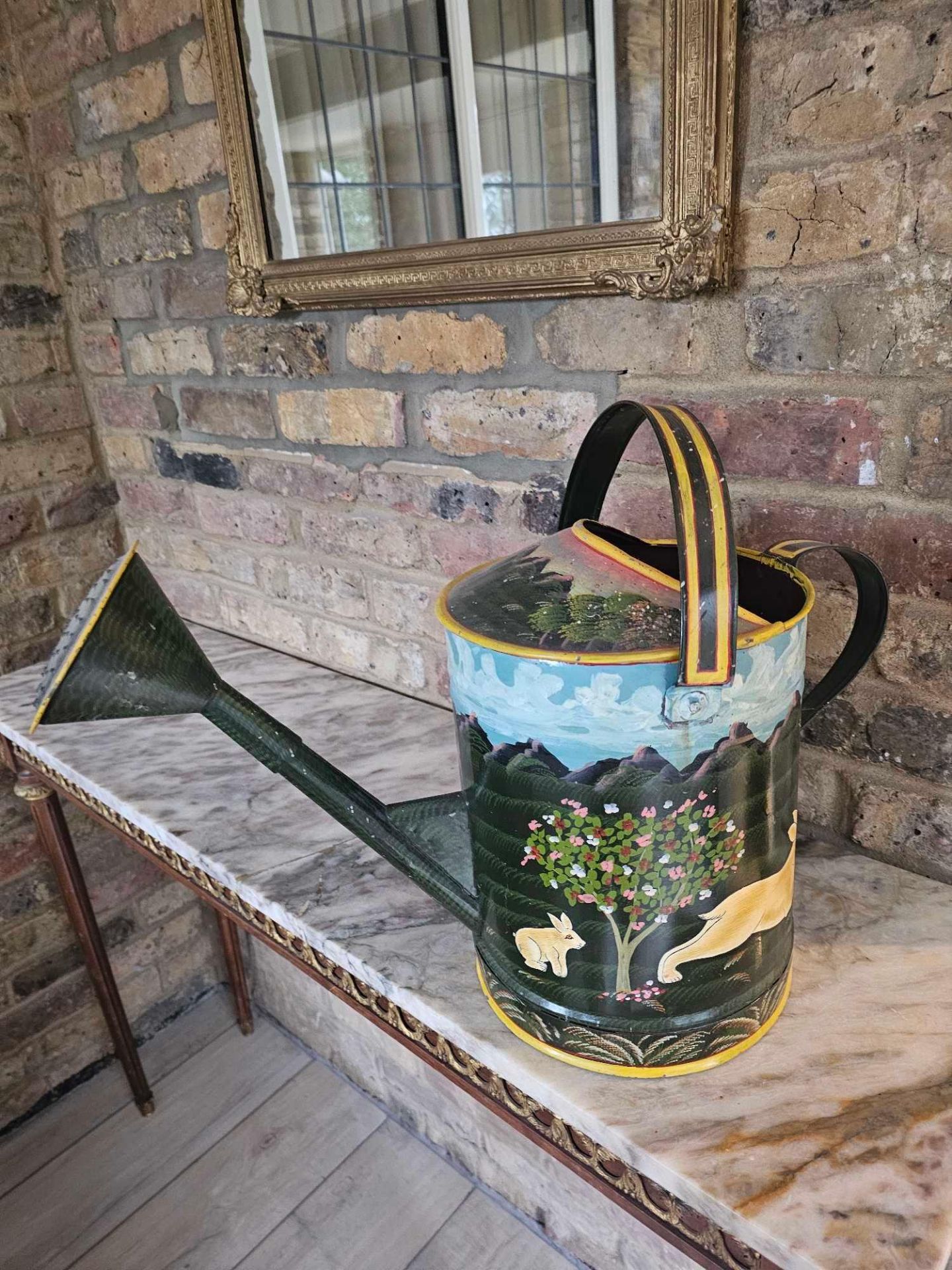 Vintage Bargeware Large Hand Painted Watering Can - Image 3 of 3