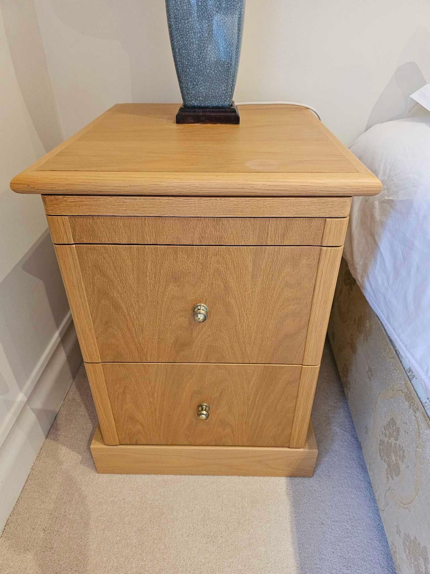 A Pair Of Oak Contemporary Two Drawer Nightstands 46 X 54 X 63cm - Image 3 of 4