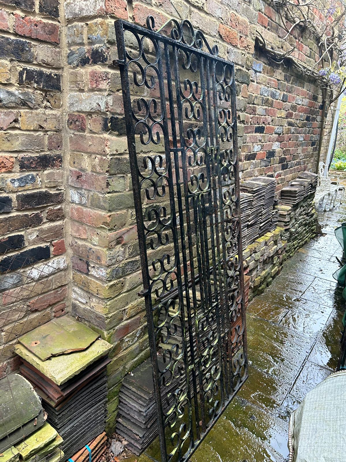 Black Painted Wrought Iron Side Gate Approximately 180 x 91cm