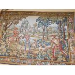Tapisserie Point d'Halluin. Reproduction Tapestry 3145 Retour De Chasse Tapestry Depicting A Late