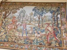 Tapisserie Point d'Halluin. Reproduction Tapestry 3145 Retour De Chasse Tapestry Depicting A Late