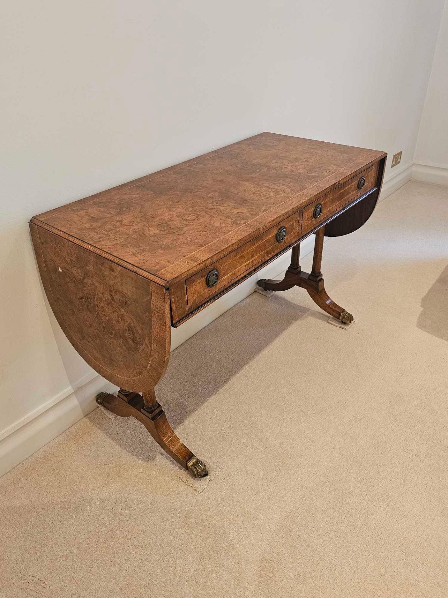 A Brights Of Nettlebed George III Style Burr And Figured Walnut Sofa Table The Crossbanded Top - Image 2 of 7