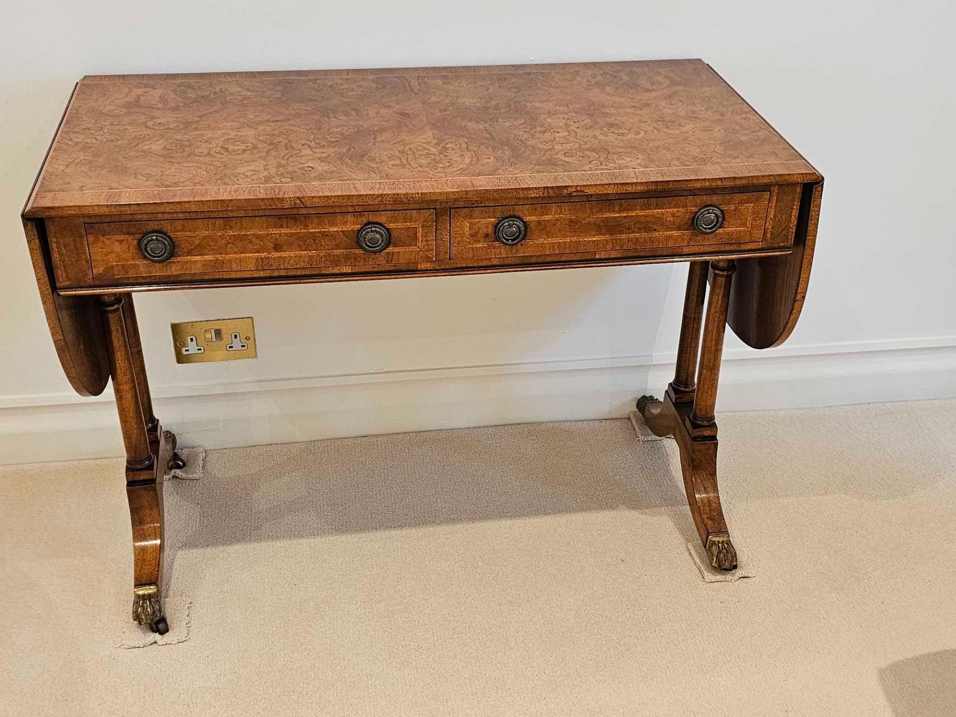 A Brights Of Nettlebed George III Style Burr And Figured Walnut Sofa Table The Crossbanded Top - Image 5 of 7