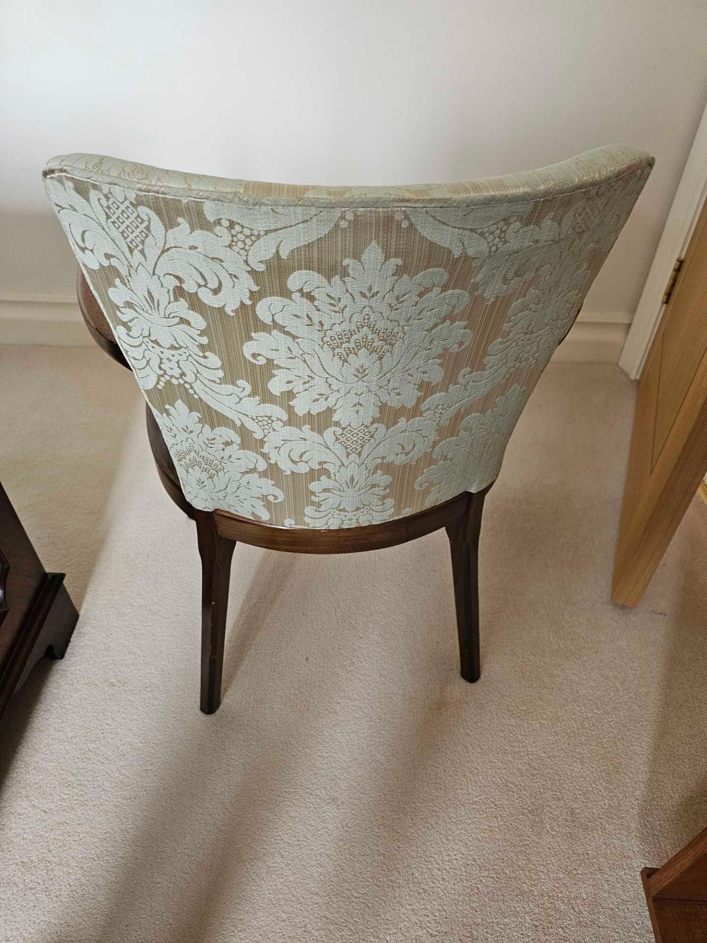 A Parker Knoll Style Armchair Upholstered In A Damask Fabric With Later Replacement Strap Banding To - Image 5 of 5