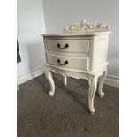 A Pair Of Cream Ivory Mahogany Bedside Cabinets In The French Rococo Style With Two Drawers 56 x
