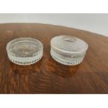 A Set Of 2 Tea Light Cut Glass Holders One Complete With Lid 7cm Wide