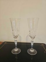 A Pair Fo Stuart Crystal Flutes 21cm