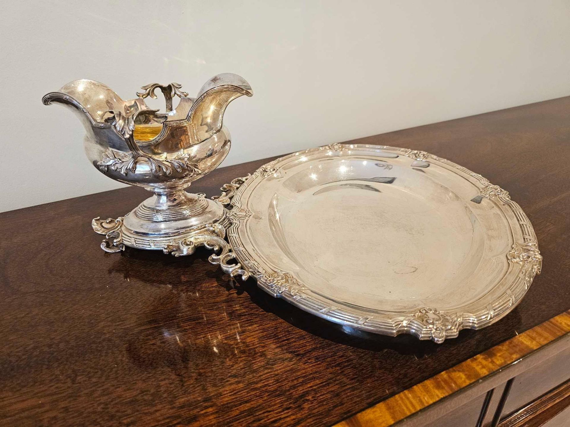 A German 800 Standard Silver Asparagus Serving Tray Composed Of Oval Tray With Conjoined Oval