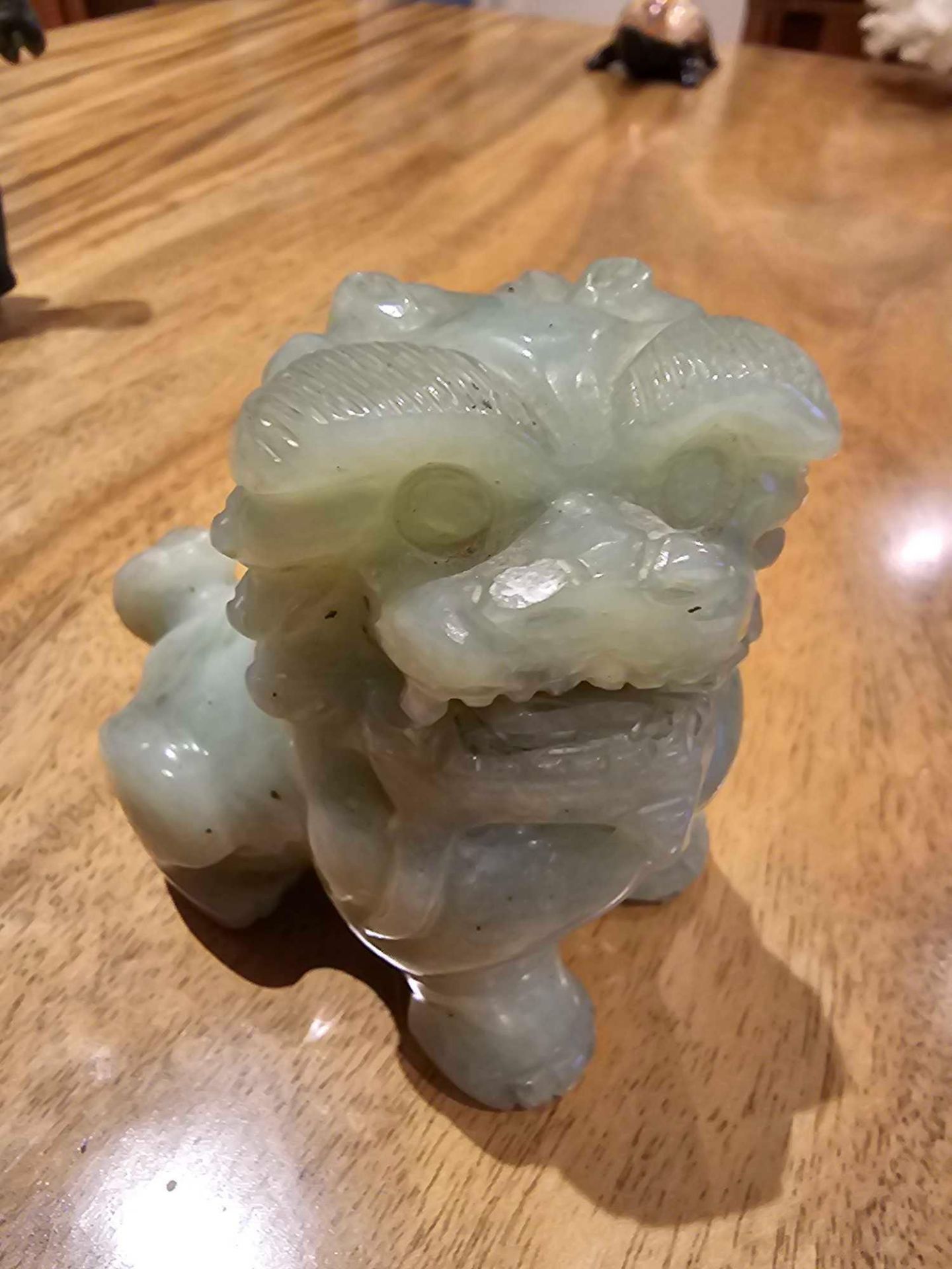 A Carved Soapstone Traditional Chinese Guardian Foo Dog Figurine 10cm - Bild 5 aus 5