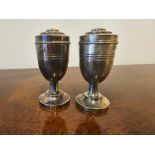 A Pair Of Georgian Style Silverplated Salt And Pepper Pots The Pot Is Urn Shaped With A Reeded