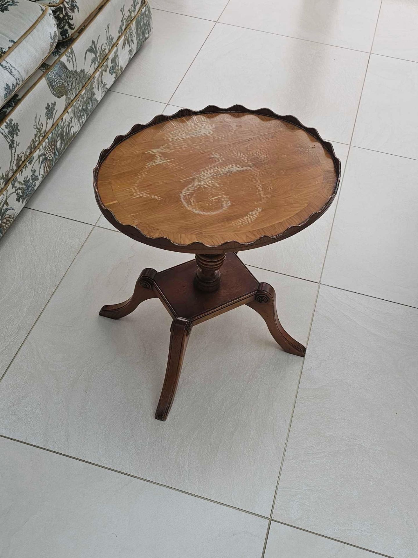 Bevan Funnell Reprodux Oval Mahogany Pedestal Wine Table In The Regency Style Having Shaped Wooden - Image 4 of 4