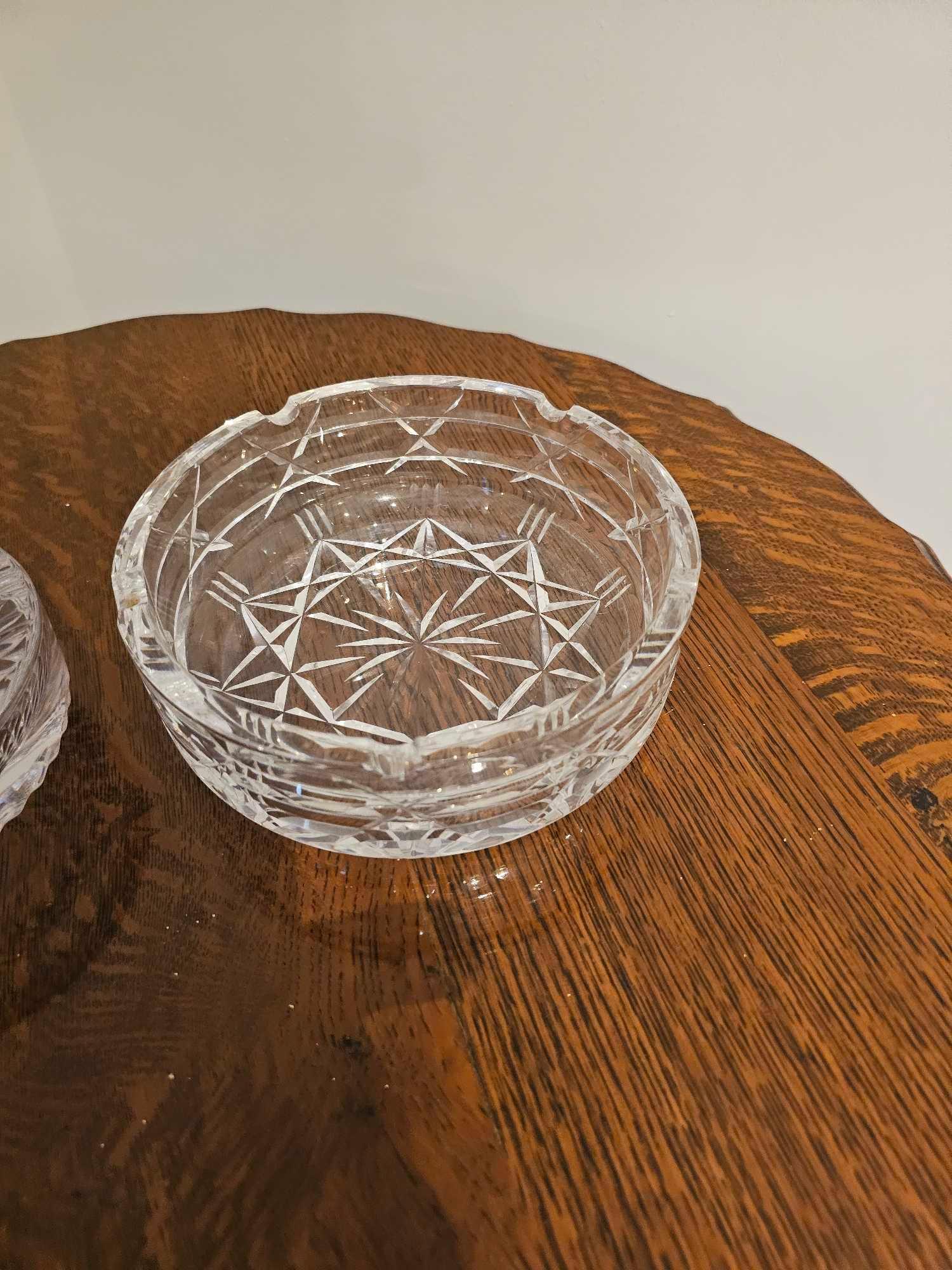 2 X Crystal Cut Ashtrays 13cm And 18cm Diameter - Bild 3 aus 5