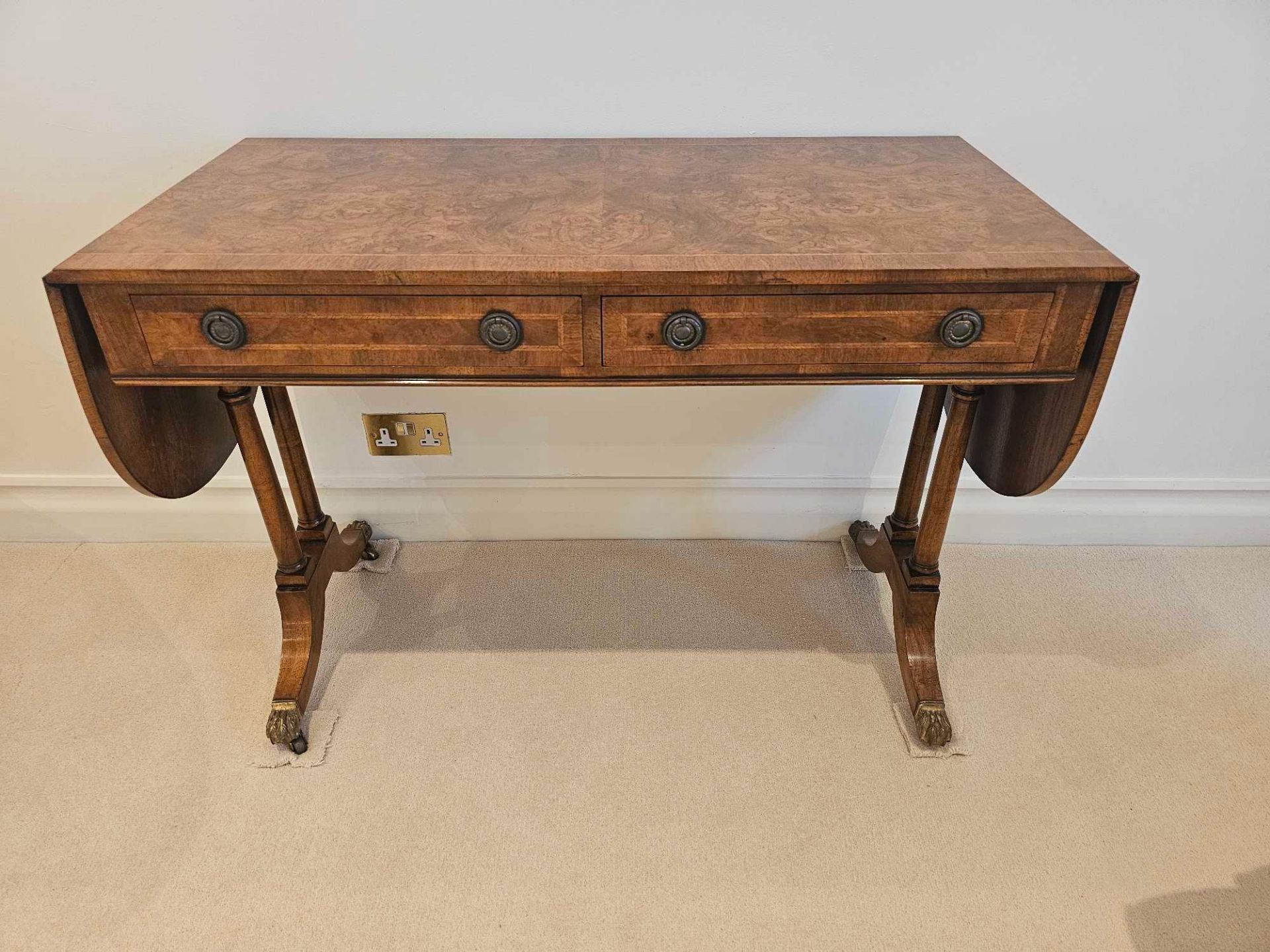 A Brights Of Nettlebed George III Style Burr And Figured Walnut Sofa Table The Crossbanded Top - Image 4 of 7