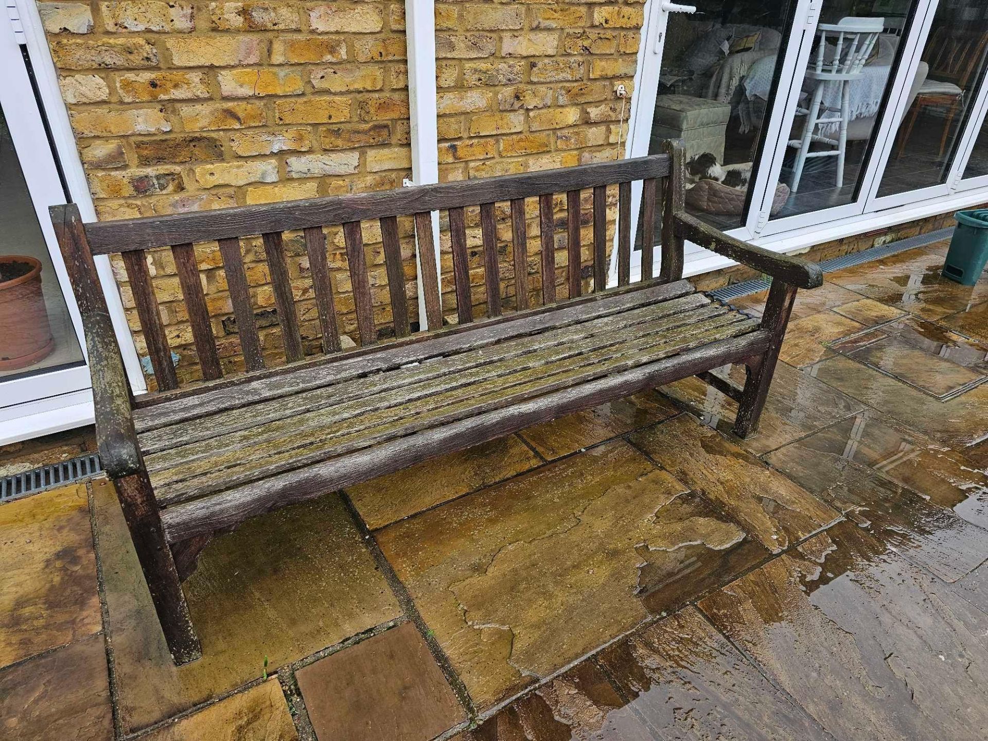 Heavy Garden Teak Park Bench Simple In Design With Straight Traditional Lines - Image 2 of 3