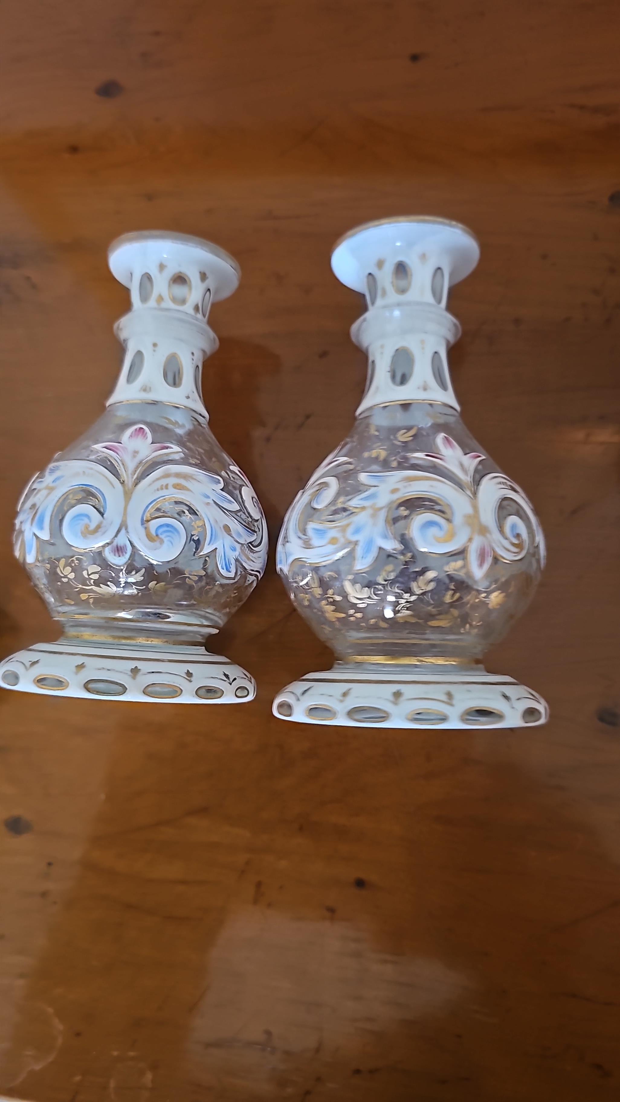 A Bohemian White Overlay And Enamelled Cut To Pink Shaft And Globe Decanter Circa 1870 Finely - Image 11 of 16