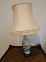 A Pair Of Porcelain Floral Pattern Table Lamps With Shade 60cm