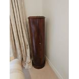 A Cylindrical Mahogany Single Door Drinks Cabinet Internally Fitted With Shelves 37 X 134cm