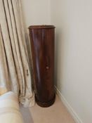 A Cylindrical Mahogany Single Door Drinks Cabinet Internally Fitted With Shelves 37 X 134cm