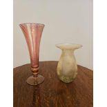 2 X Vases A Laura Ashley Home 29cm Pink Glass Baluster Vase And A Spanish Made 20cm Clear And Opaque