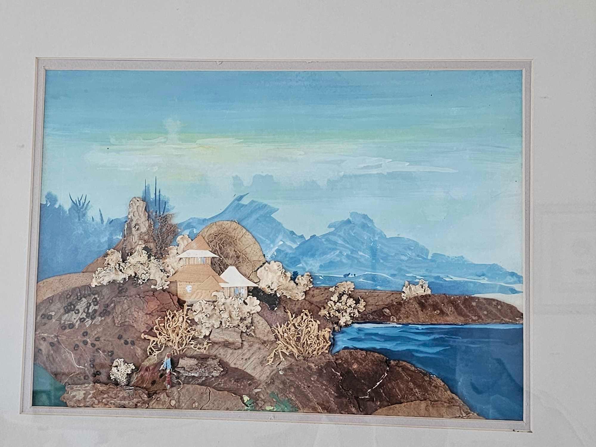Oriental Diorama Depicting A Mountain Landscape Scene 54 X 44cm - Bild 3 aus 3