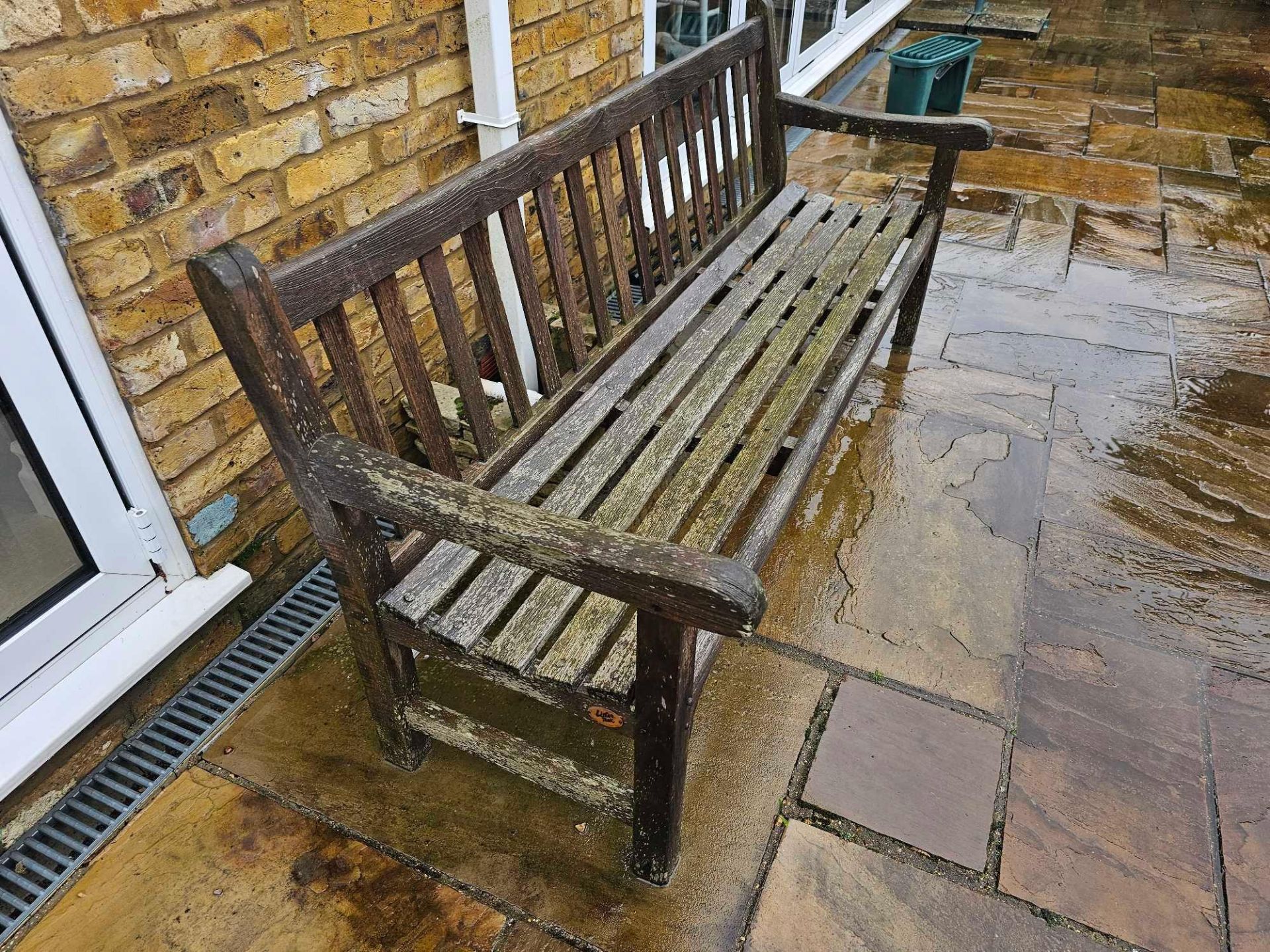 Heavy Garden Teak Park Bench Simple In Design With Straight Traditional Lines - Image 3 of 3