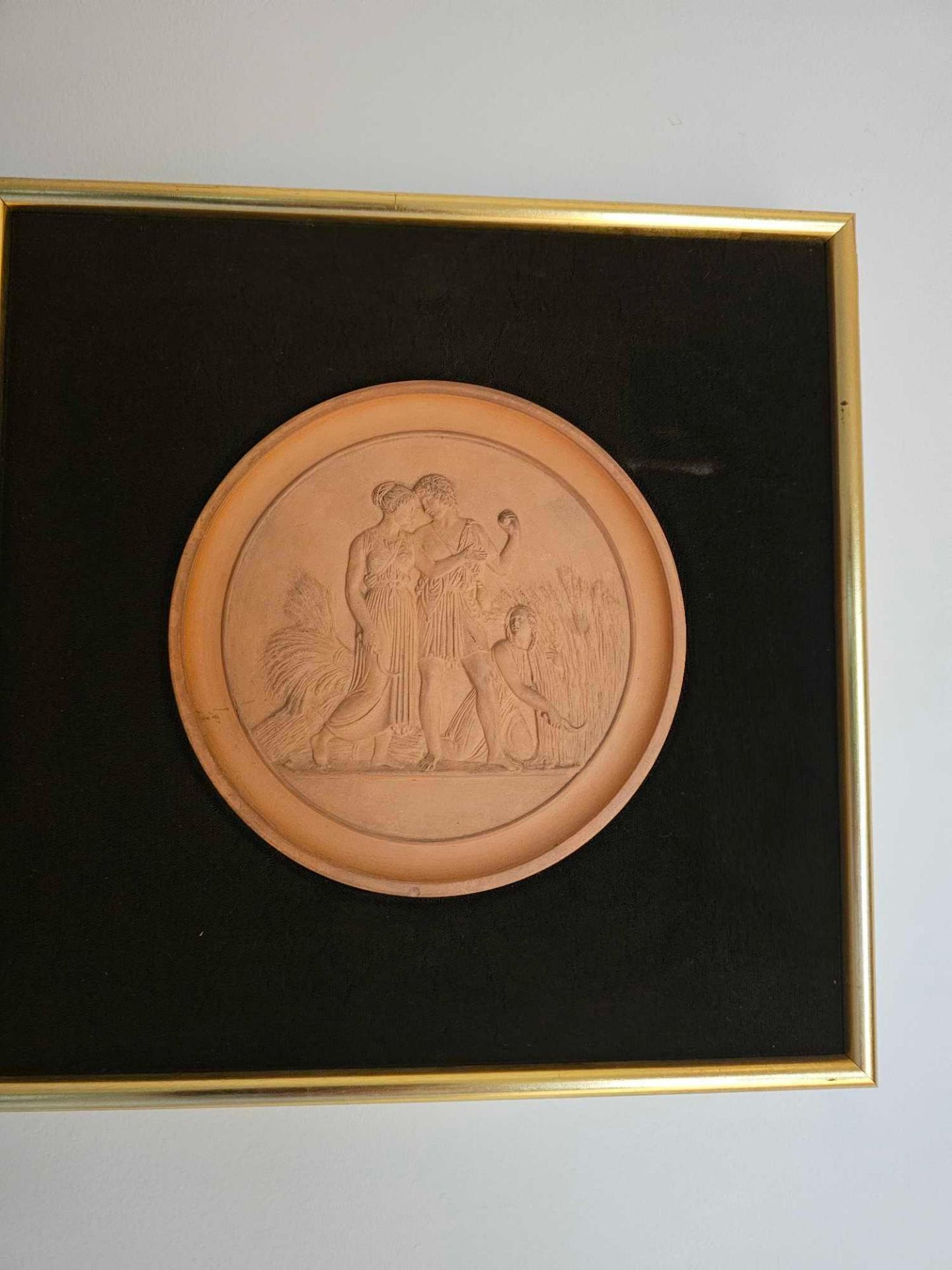 A Set Of 2 X Framed Victorian Red Earthenware Roundels Cast In Relief With Allegorical Scenes - Image 4 of 5