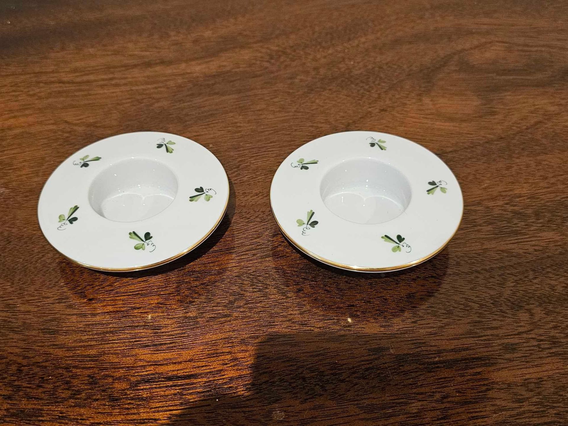 A Pair Wien Augarten Porcelain Candle Holder Clover Pattern