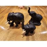 A Collection Of 3 X Various Elephant Figurines As Per Photograph