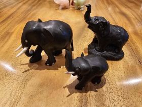 A Collection Of 3 X Various Elephant Figurines As Per Photograph